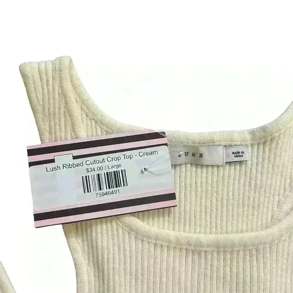 Lush Ribbed Cutout Crop Top - Picture 2 of 3